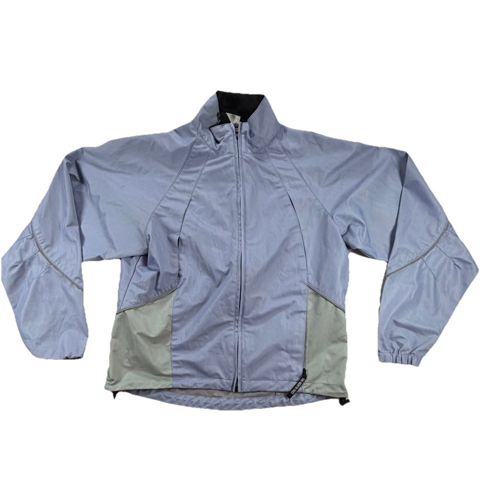 The North Face Light Blue Windbreaker Jacket Full Zip Gray Trim Women's S